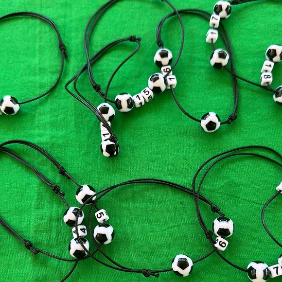 Soccer Bead Kids Bracelet Set - Black and White - Picture 3 of 7